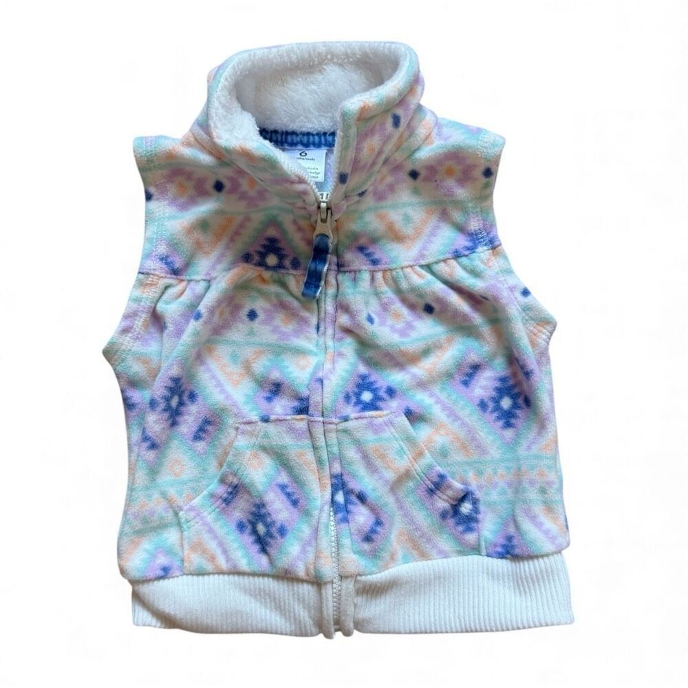 Baby Girls Carters Aztec Print Quilted Full Zip Sleeveless Vest - Sz 6 mo
